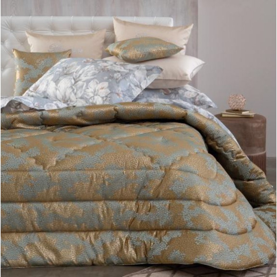 Покрывало Blumarine KIMBERLY 270х270 голубое-золотистое 64