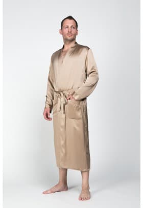 Шелковый мужской халат Luxe Dream Бежевый