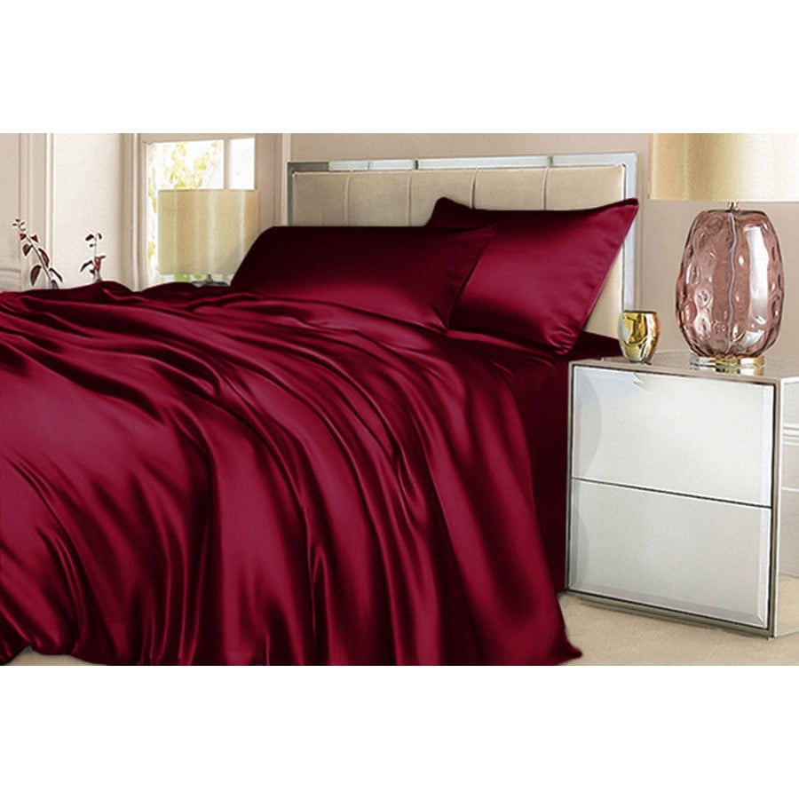Комплект шелкового постельного белья Бордовый