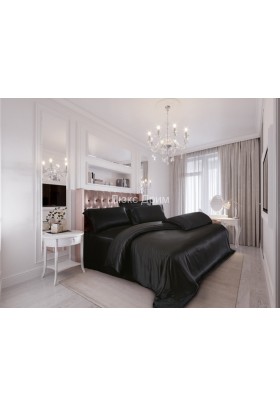 Комплект шелкового постельного белья Черный Комплект шелкового постельного белья Черный