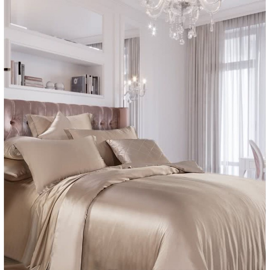 Комплект шелкового постельного белья Бежевый Комплект шелкового постельного белья Бежевый