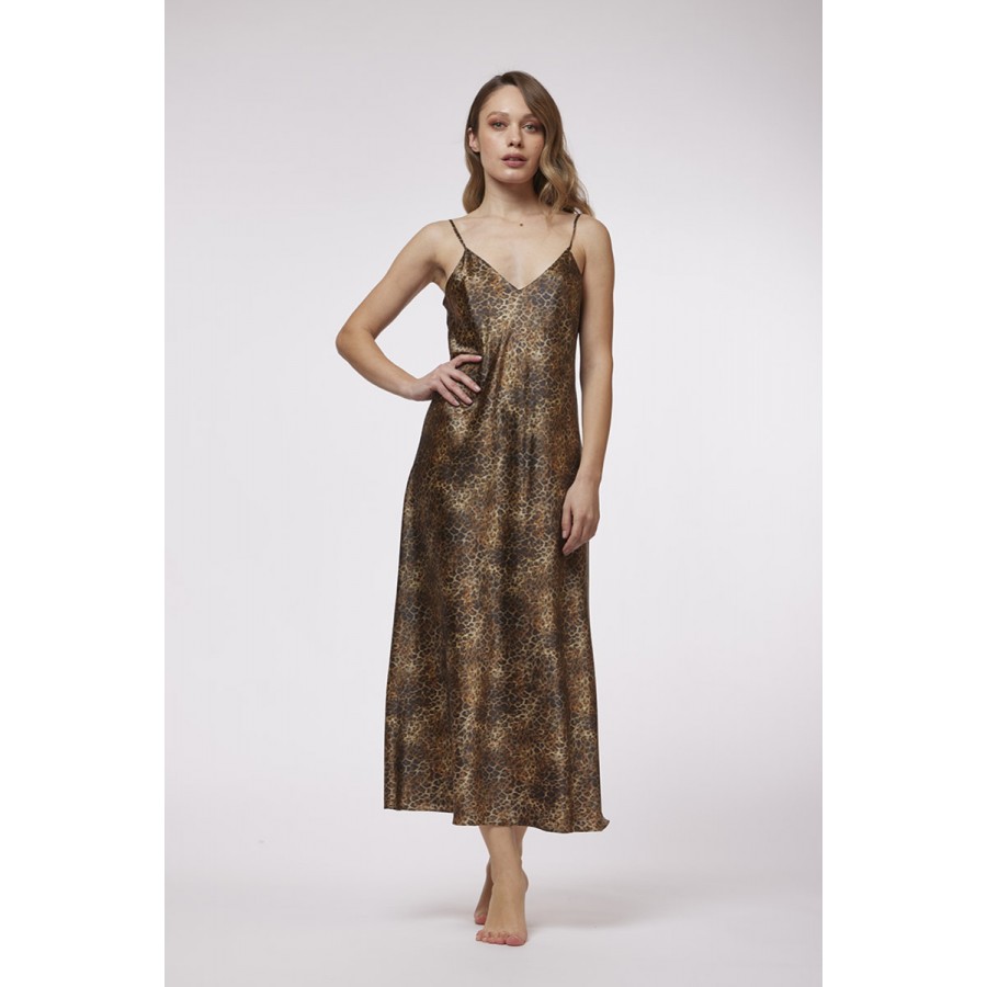 Сорочка шелковая Vivis WILLOV (01362) карамельный леопард 