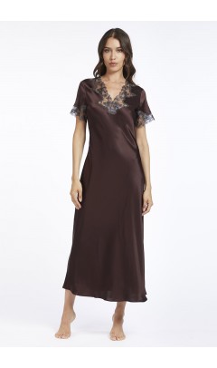 Сорочка шелковая Vivis PATTY (цвет 01336 coffe/blue)