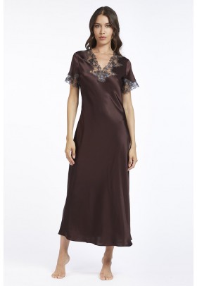 Сорочка шелковая Vivis PATTY (цвет 01336 coffe/blue)