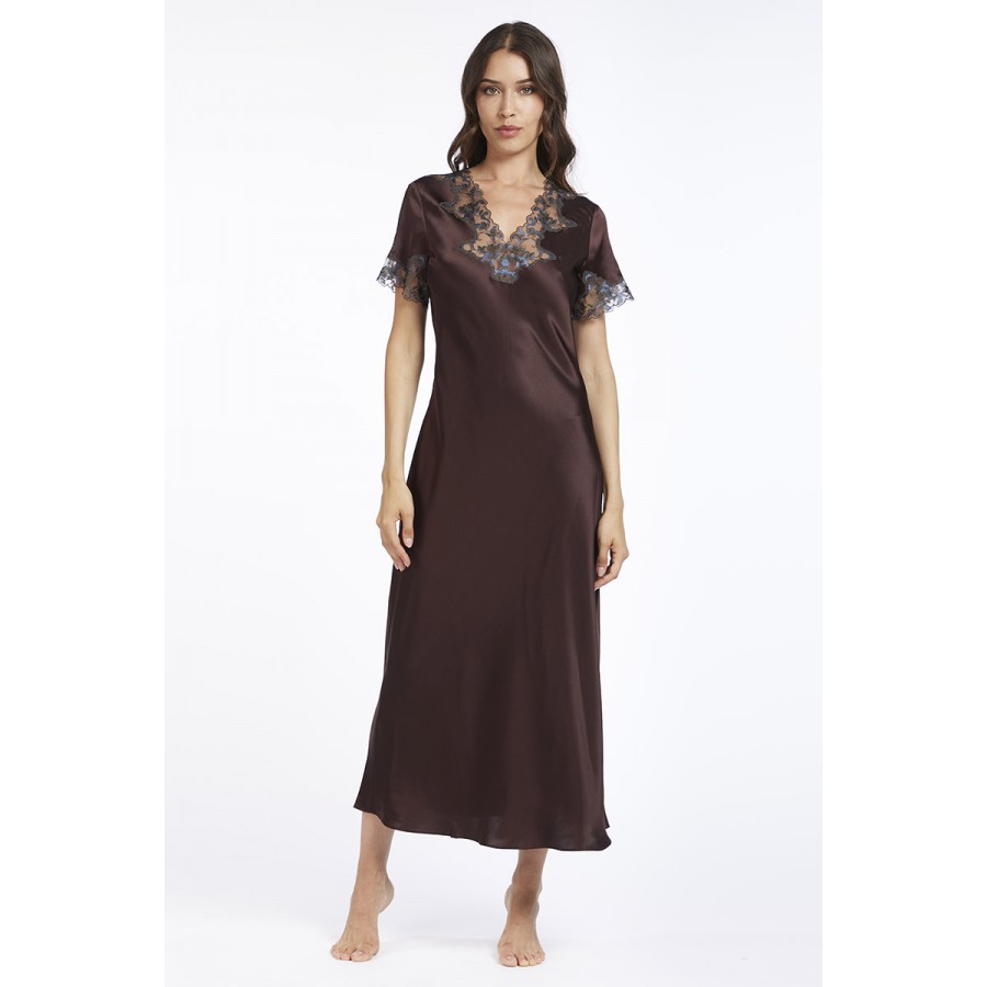 Сорочка шелковая Vivis PATTY (цвет 01336 coffe/blue)